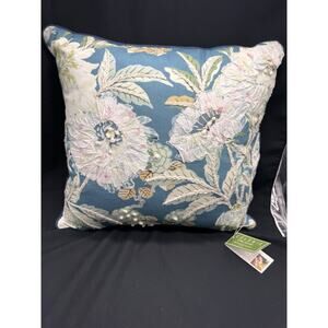 Celerie Kemble Pillow Floral Blue Pink 18” X 18” Cottagecore Granny core